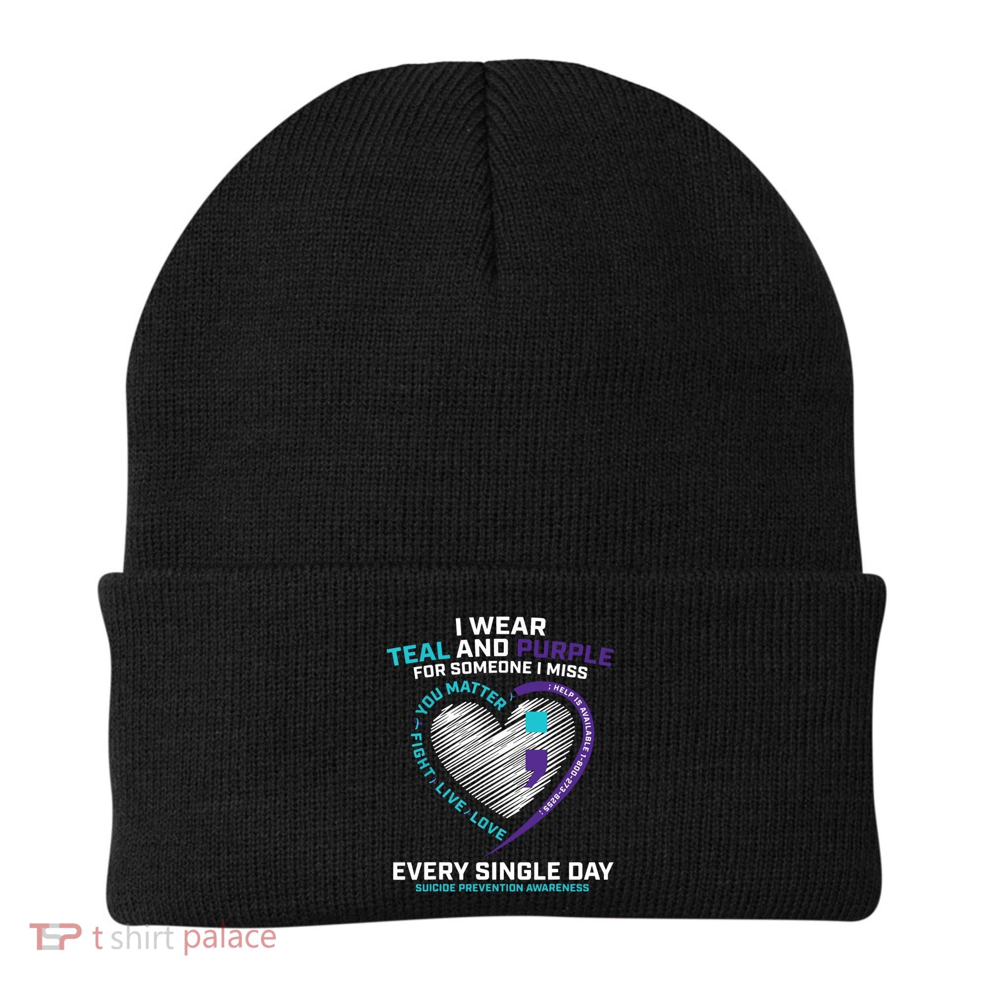 In Loving Memory Semicolon Suicide Prevention Awareness Beanie