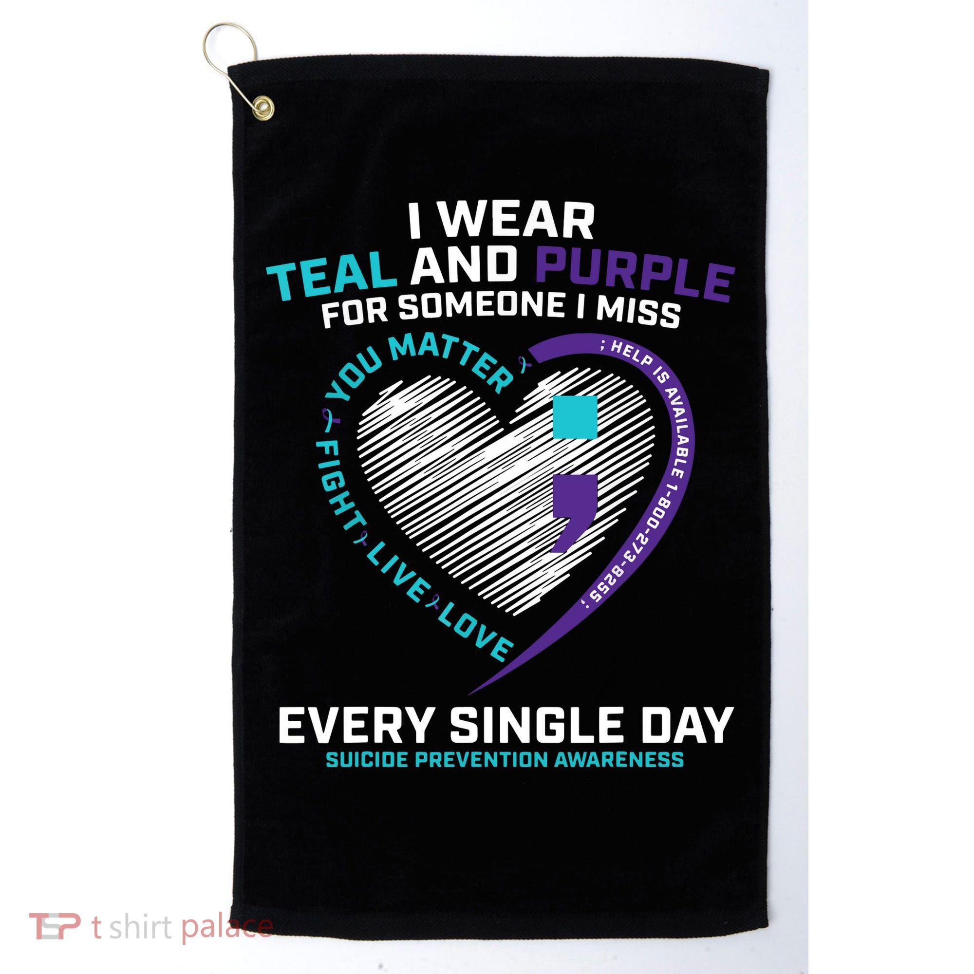 In Loving Memory Semicolon Suicide Prevention Awareness Golf Towel