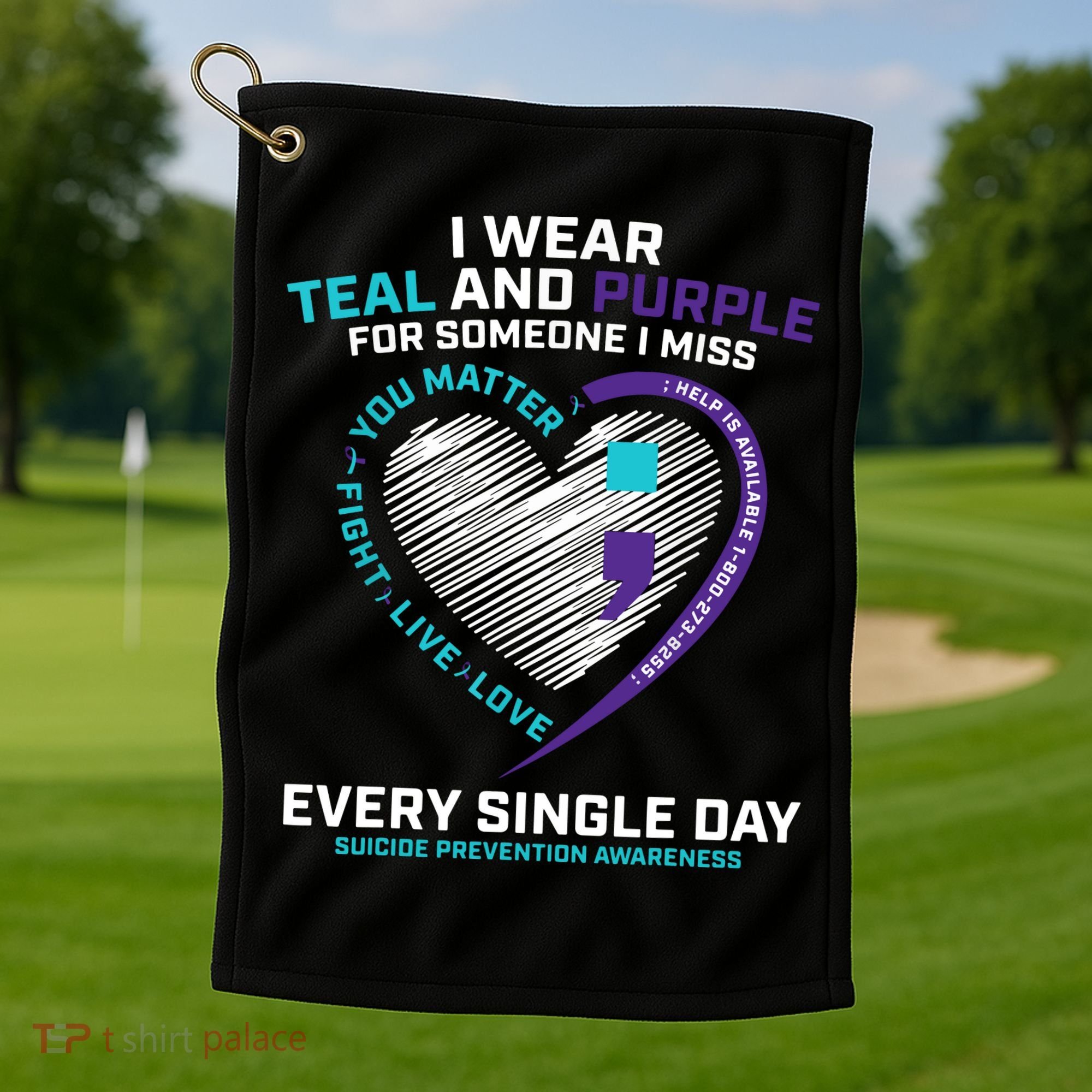 In Loving Memory Semicolon Suicide Prevention Awareness Golf Towel
