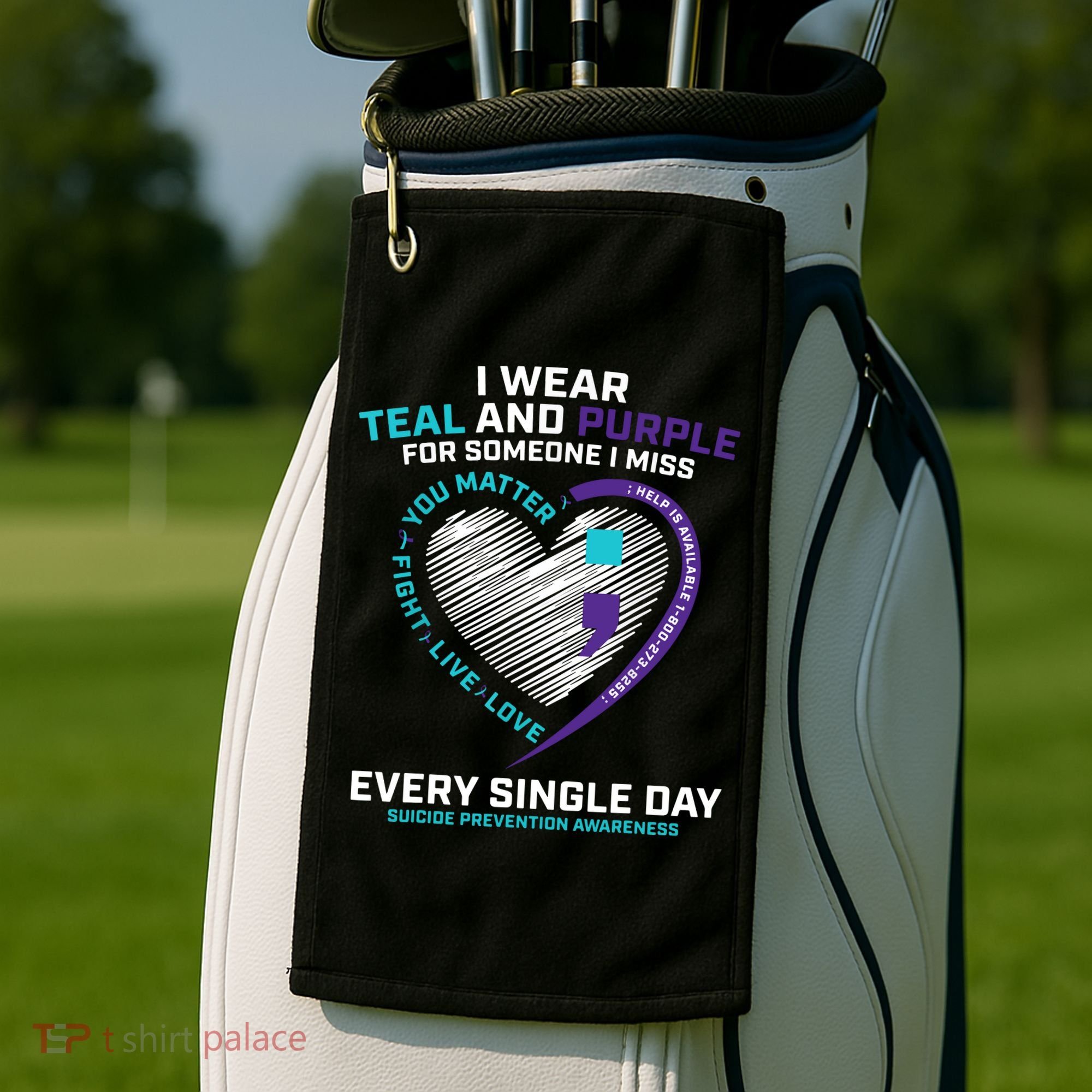 In Loving Memory Semicolon Suicide Prevention Awareness Golf Towel