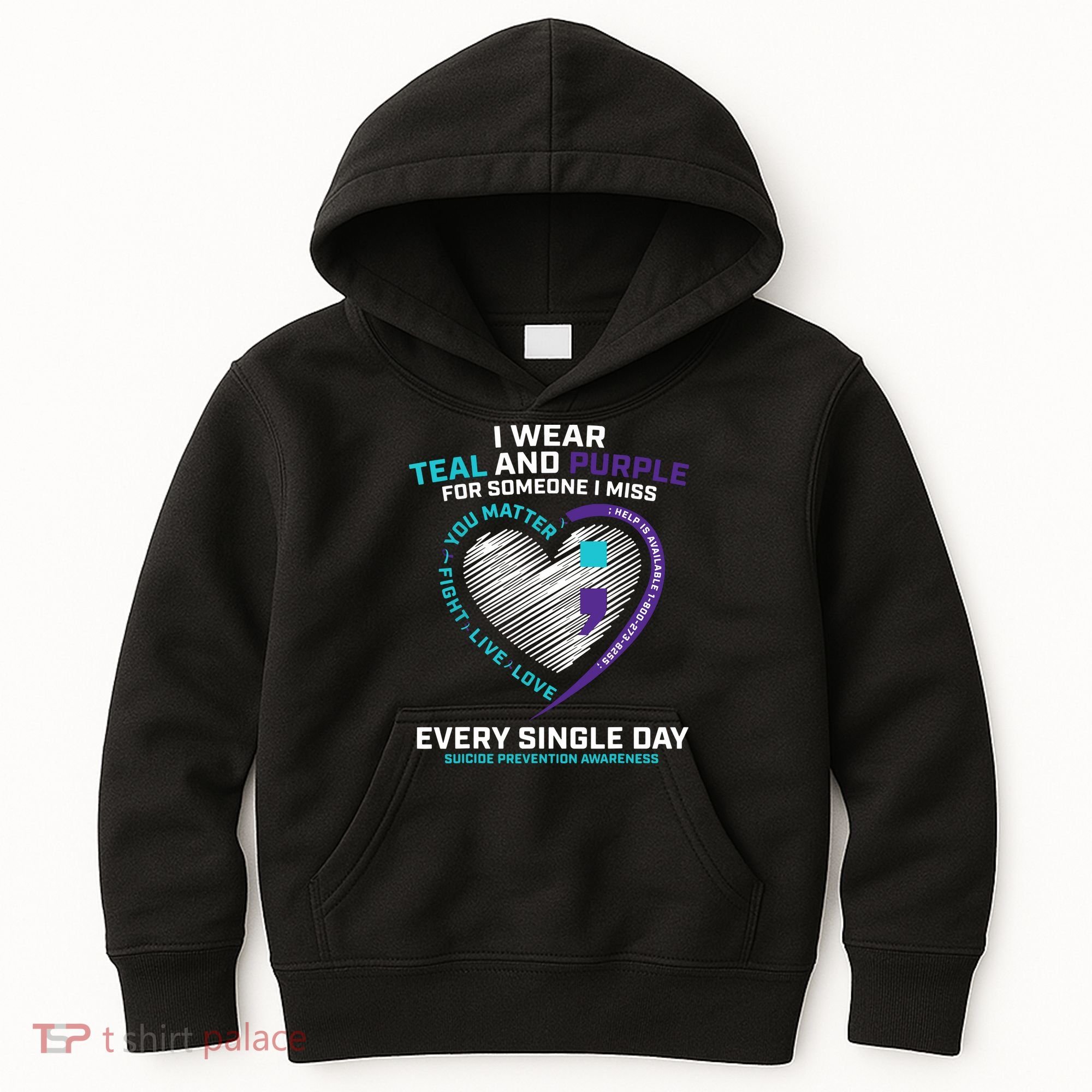 In Loving Memory Semicolon Suicide Prevention Awareness Kids Hoodie