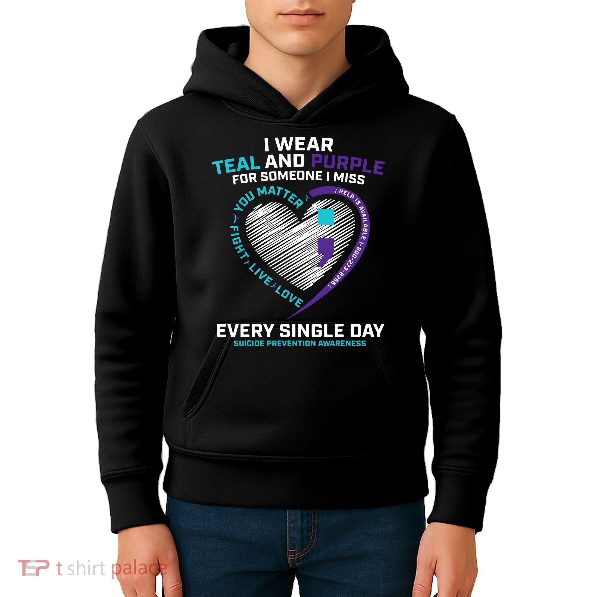 In Loving Memory Semicolon Suicide Prevention Awareness Kids Hoodie