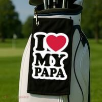 I Love My Papa Retro Golf Towel thumb 2