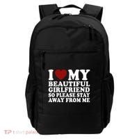 I Love My Girlfriend So Please Stay Away From Me Funny Gift Backpack thumb 0