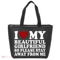 I Love My Girlfriend So Please Stay Away From Me Funny Gift Tote Bag thumb 0