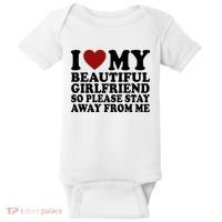 I Love My Girlfriend So Please Stay Away From Me Funny Gift Baby Bodysuit thumb 0