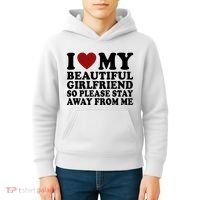 I Love My Girlfriend So Please Stay Away From Me Funny Gift Kids Hoodie thumb 4