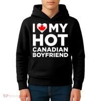 I Love My Hot Canadian Boyfriend Cute Canada Relationship Kids Hoodie thumb 4