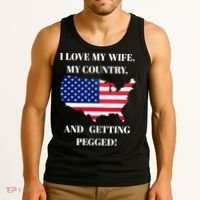I LOVE MY WIFE MY COUNTRY AND GETTING PEGGED! Tank Top thumb 3