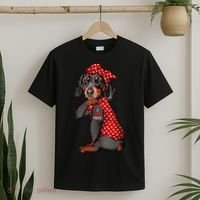 I Love Mom Tattoo Funny Dachshund Dog Wearing Bandana T-Shirt thumb 2