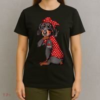 I Love Mom Tattoo Funny Dachshund Dog Wearing Bandana T-Shirt thumb 4