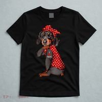 I Love Mom Tattoo Funny Dachshund Dog Wearing Bandana T-Shirt thumb 5