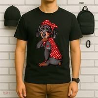 I Love Mom Tattoo Funny Dachshund Dog Wearing Bandana T-Shirt thumb 6