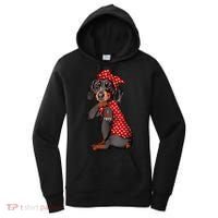 I Love Mom Tattoo Funny Dachshund Dog Wearing Bandana Women's Hoodie thumb 0
