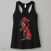 I Love Mom Tattoo Funny Dachshund Dog Wearing Bandana Women's Tank Top thumb 3