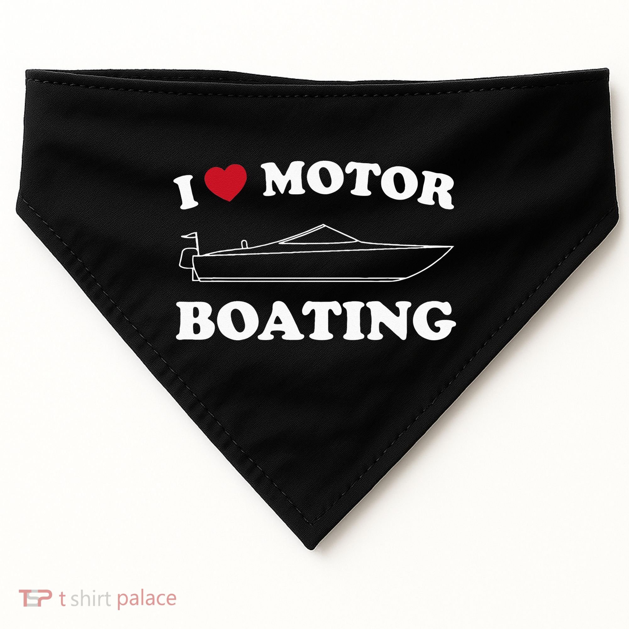 I Love Motor Boating Outfit Motorboat Lover Boater USA-Made Doggie Bandana