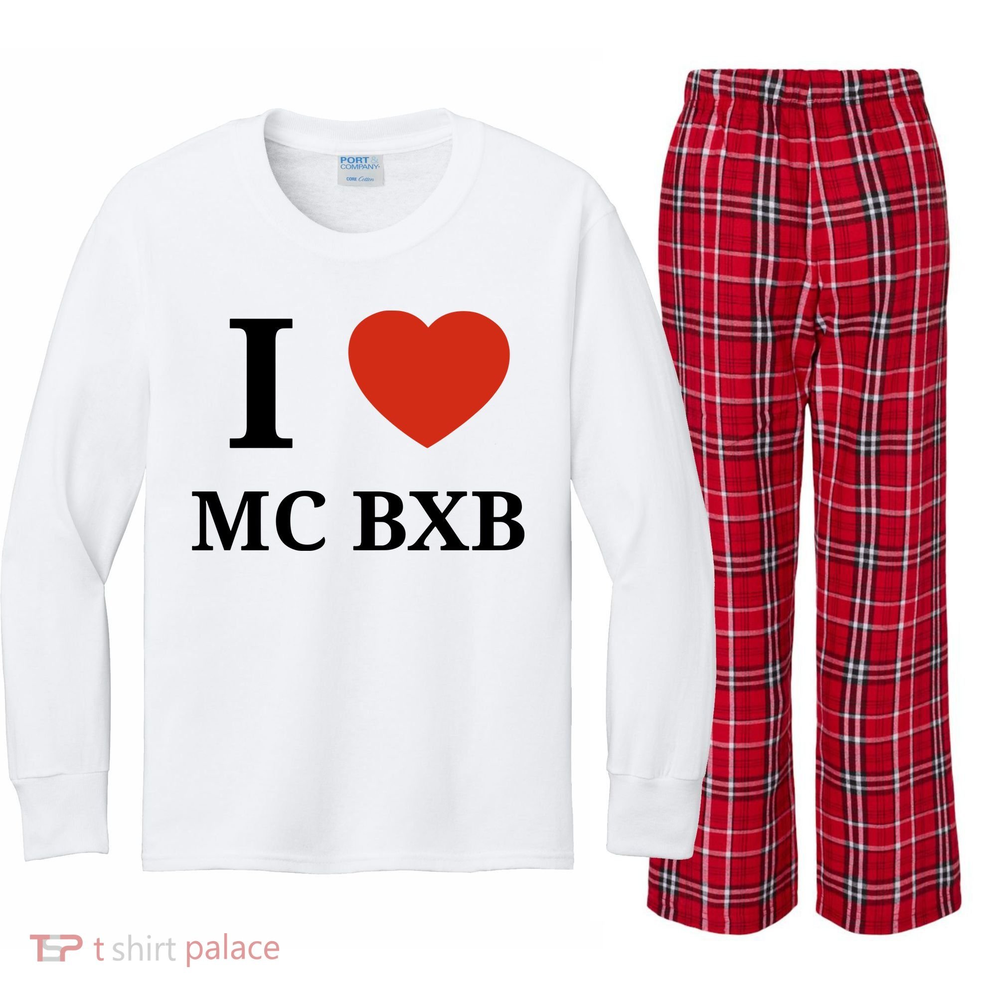 I Love Mc Bxb Kids Long Sleeve Plaid Pajama Set