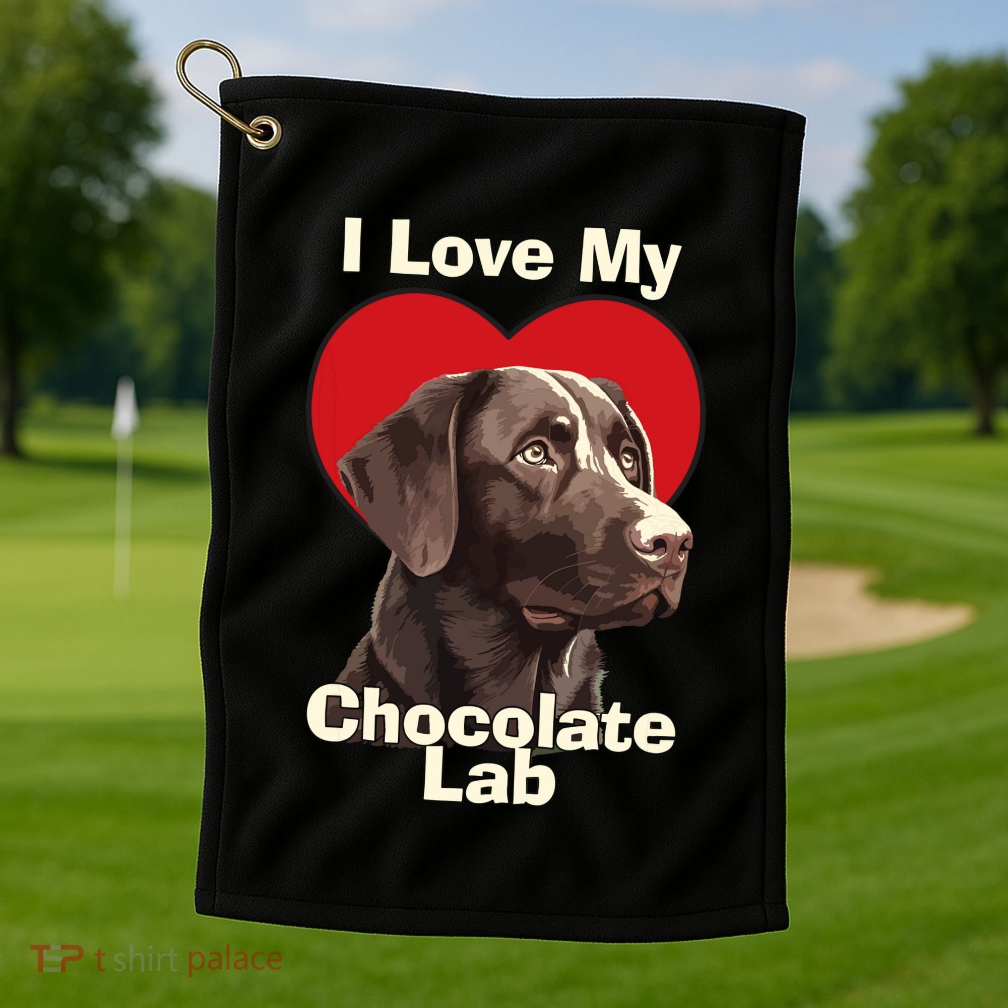 I Love My Chocolate Lab Chocolate Labrador Puppy Dog Golf Towel