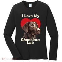 I Love My Chocolate Lab Chocolate Labrador Puppy Dog Women's Long Sleeve Shirt thumb 0