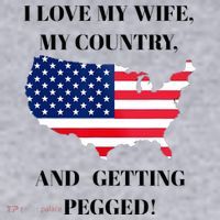 I LOVE MY WIFE, MY COUNTRY, AND GETTING PEGGED!  Women's Sweatshirt thumb 2