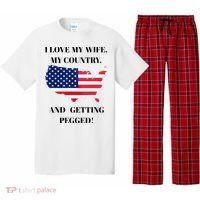 I LOVE MY WIFE, MY COUNTRY, AND GETTING PEGGED!  Pajama Set thumb 0