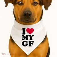 I Love My GF Girlfriend USA-Made Doggie Bandana thumb 1