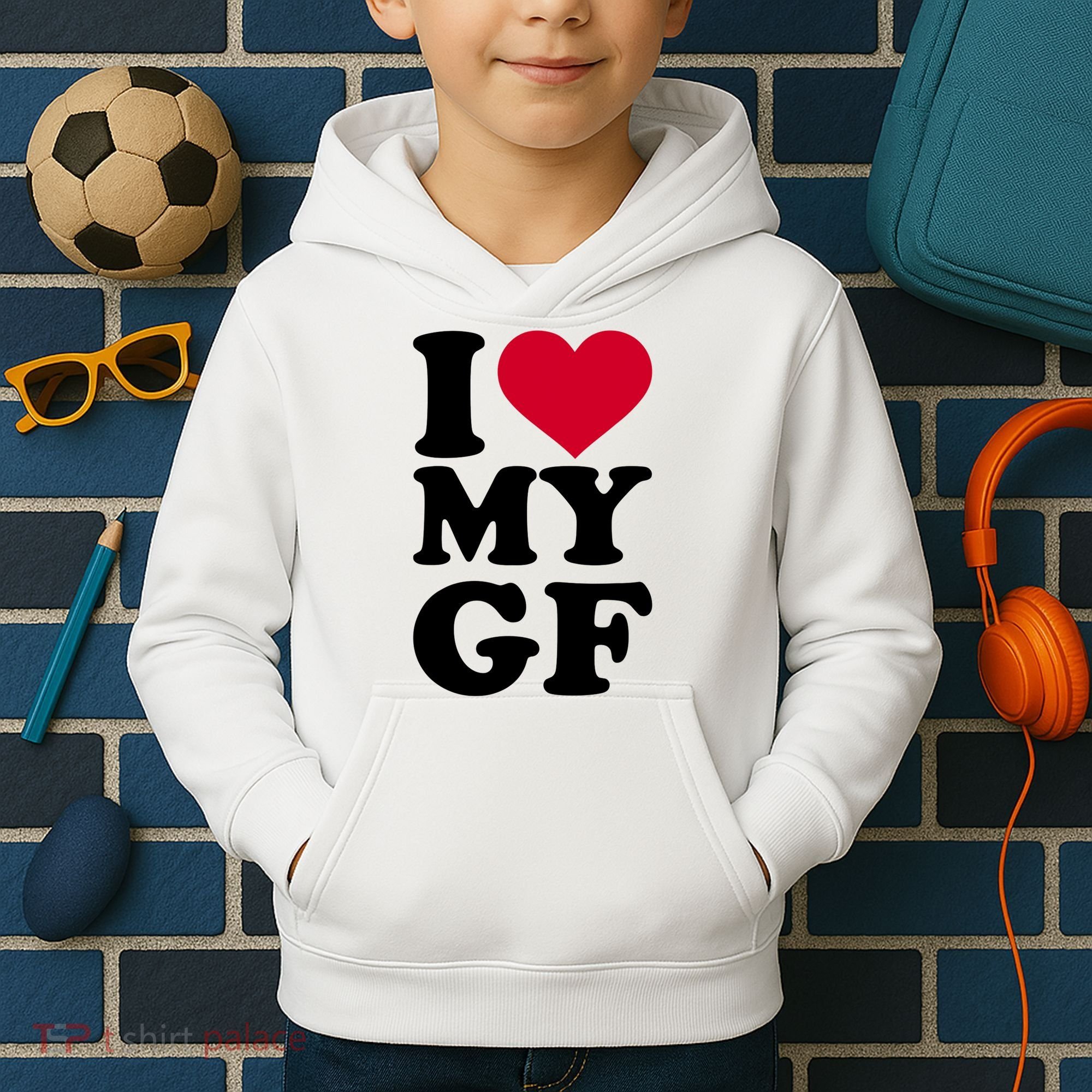 I Love My GF Girlfriend Kids Hoodie