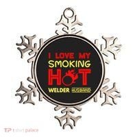 I Love My Smoking Hot Welder Husband Ornament thumb 0