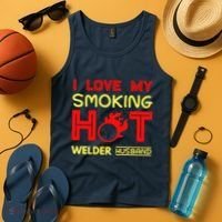 I Love My Smoking Hot Welder Husband Tank Top thumb 4