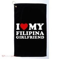 I Love My Filipina Girlfriend Golf Towel thumb 0