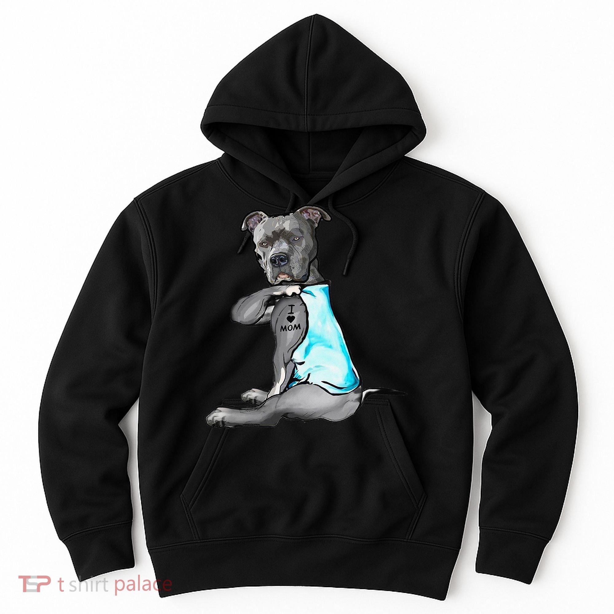 I Love Mom Tattoo Pitbull Dog Lover  Gift Pitbull Mom Hoodie