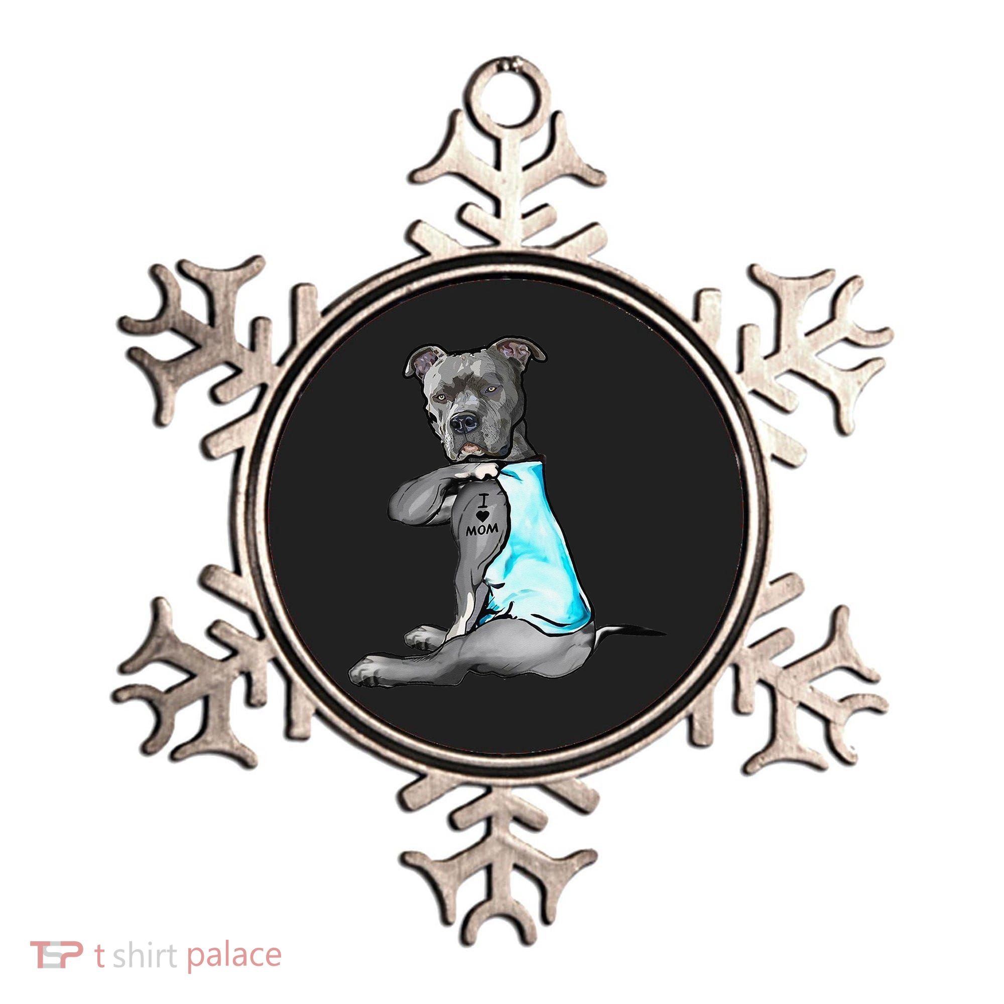 I Love Mom Tattoo Pitbull Dog Lover  Gift Pitbull Mom Ornament
