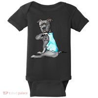 I Love Mom Tattoo Pitbull Dog Lover  Gift Pitbull Mom Baby Bodysuit thumb 0