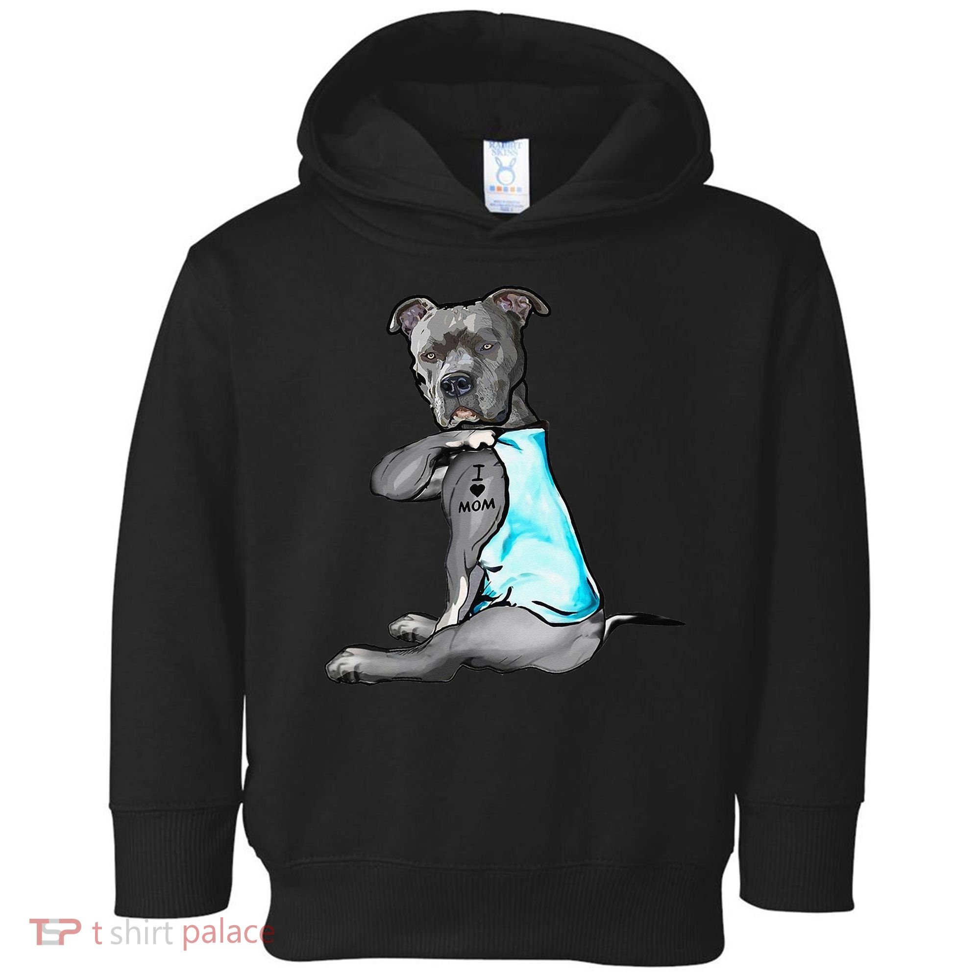I Love Mom Tattoo Pitbull Dog Lover  Gift Pitbull Mom Toddler Hoodie
