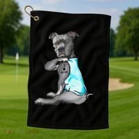I Love Mom Tattoo Pitbull Dog Lover  Gift Pitbull Mom Golf Towel thumb 1