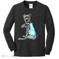 I Love Mom Tattoo Pitbull Dog Lover  Gift Pitbull Mom Kids Long Sleeve Shirt thumb 0