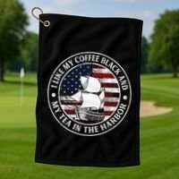 I Like My Coffee Black And My Tea In The Harbor Us History Golf Towel thumb 1