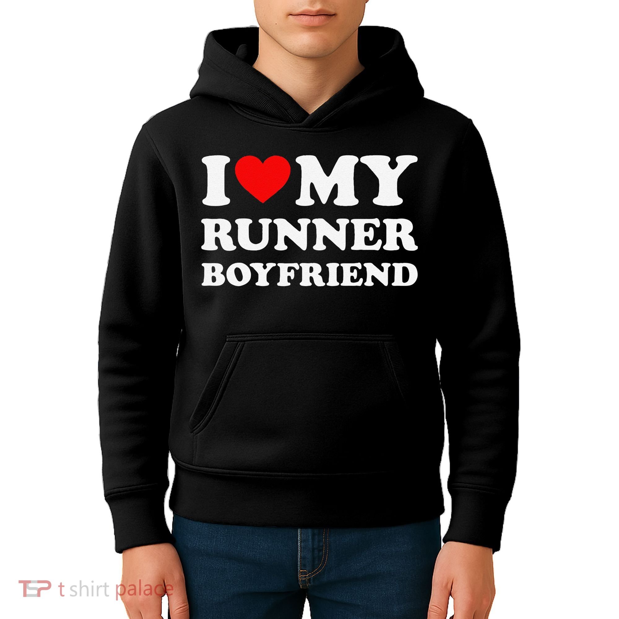 I Love My Runner Friend Heart Bf Marathon Running Kids Hoodie