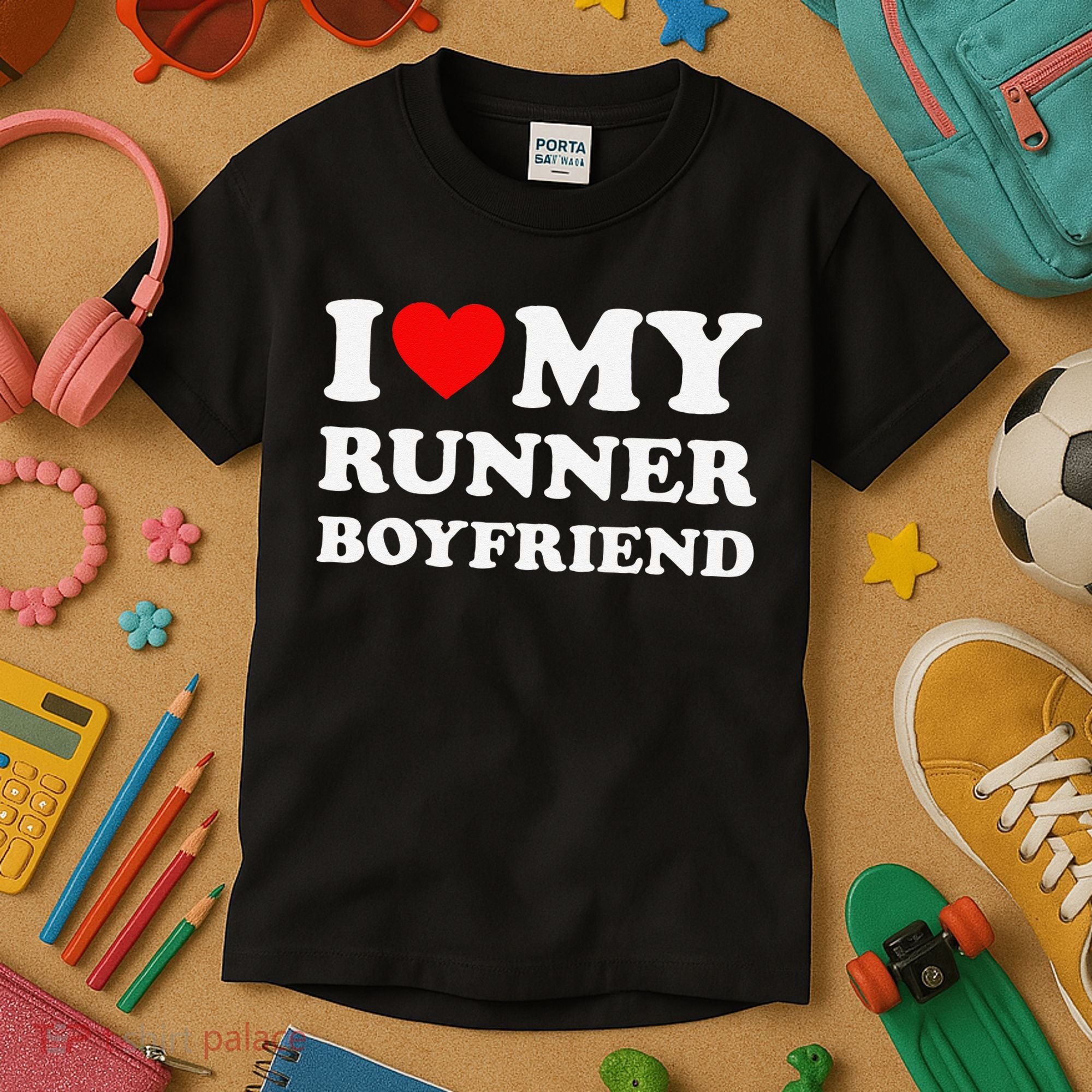 I Love My Runner Friend Heart Bf Marathon Running Kids T-Shirt
