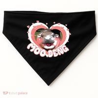 I Love Moo Deng Baby Hippo Moo Deng I Heart Moo Deng USA-Made Doggie Bandana thumb 0
