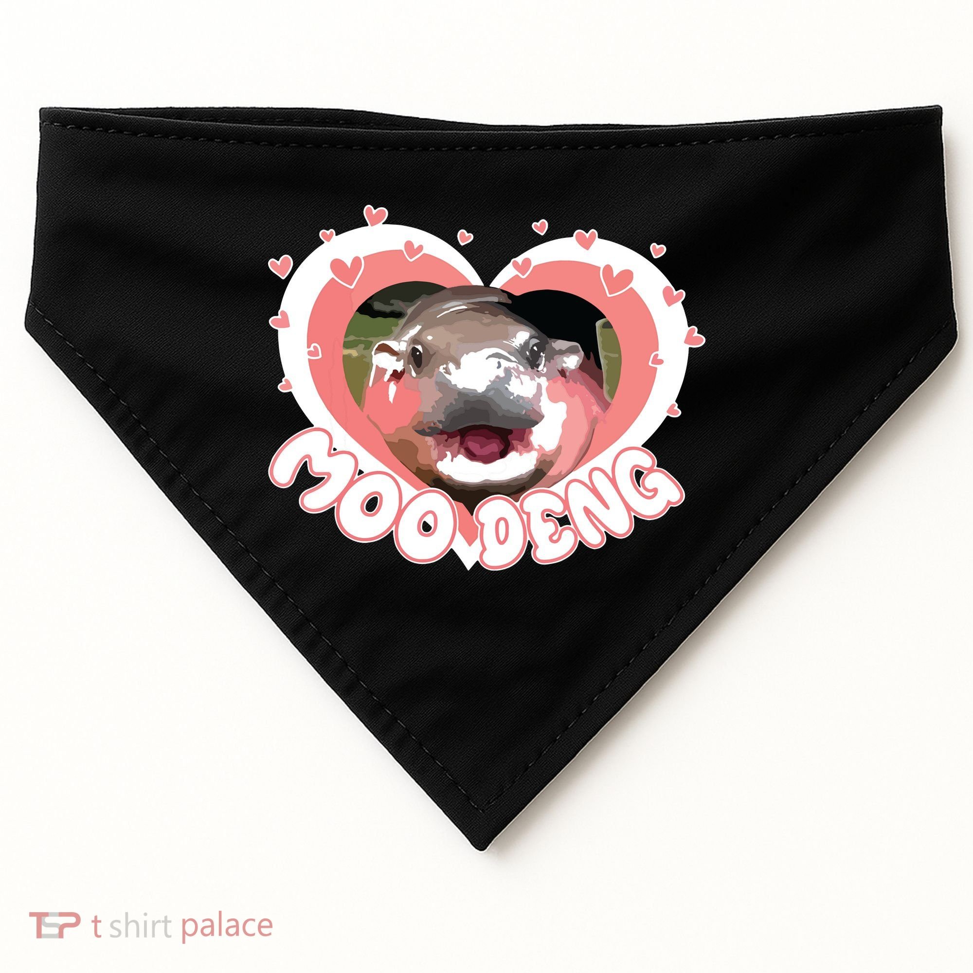 I Love Moo Deng Baby Hippo Moo Deng I Heart Moo Deng USA-Made Doggie Bandana