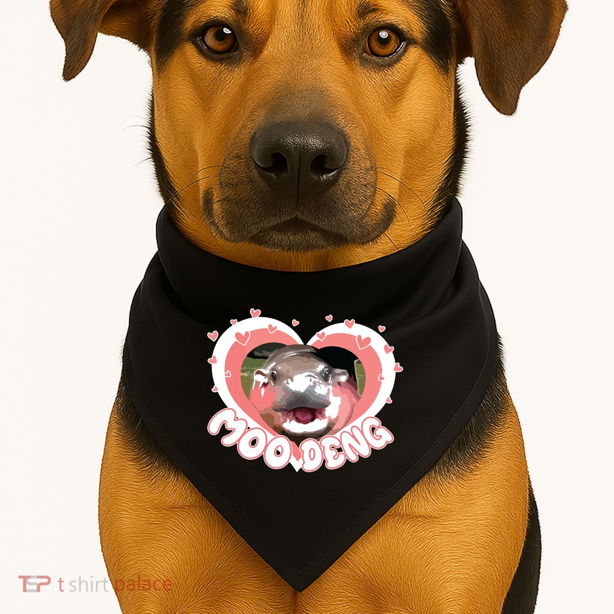 I Love Moo Deng Baby Hippo Moo Deng I Heart Moo Deng USA-Made Doggie Bandana