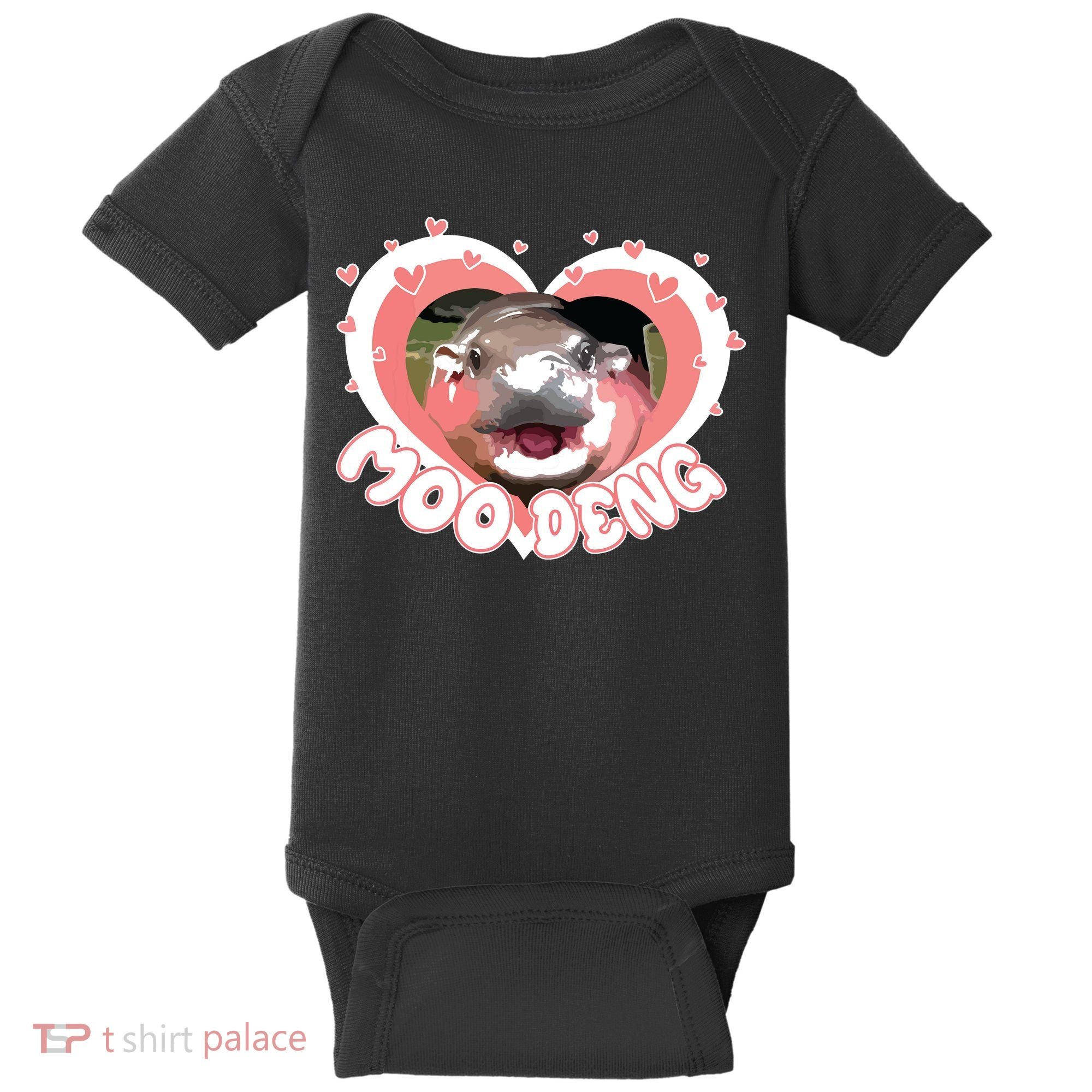 I Love Moo Deng Baby Hippo Moo Deng I Heart Moo Deng Baby Bodysuit