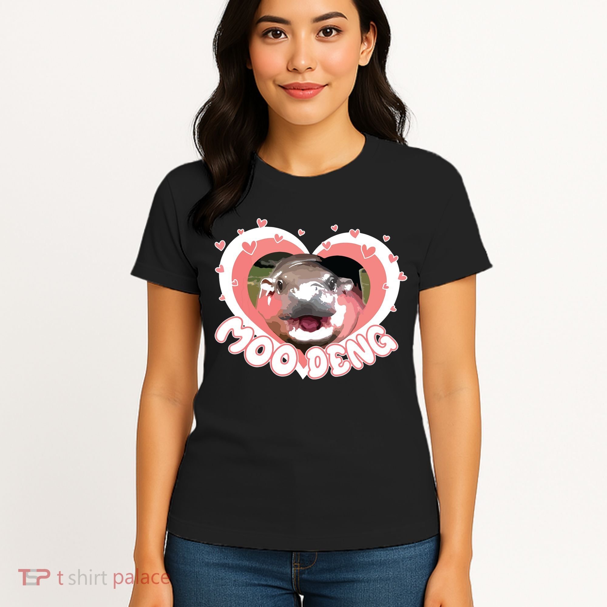 I Love Moo Deng Baby Hippo Moo Deng I Heart Moo Deng Women's T-Shirt