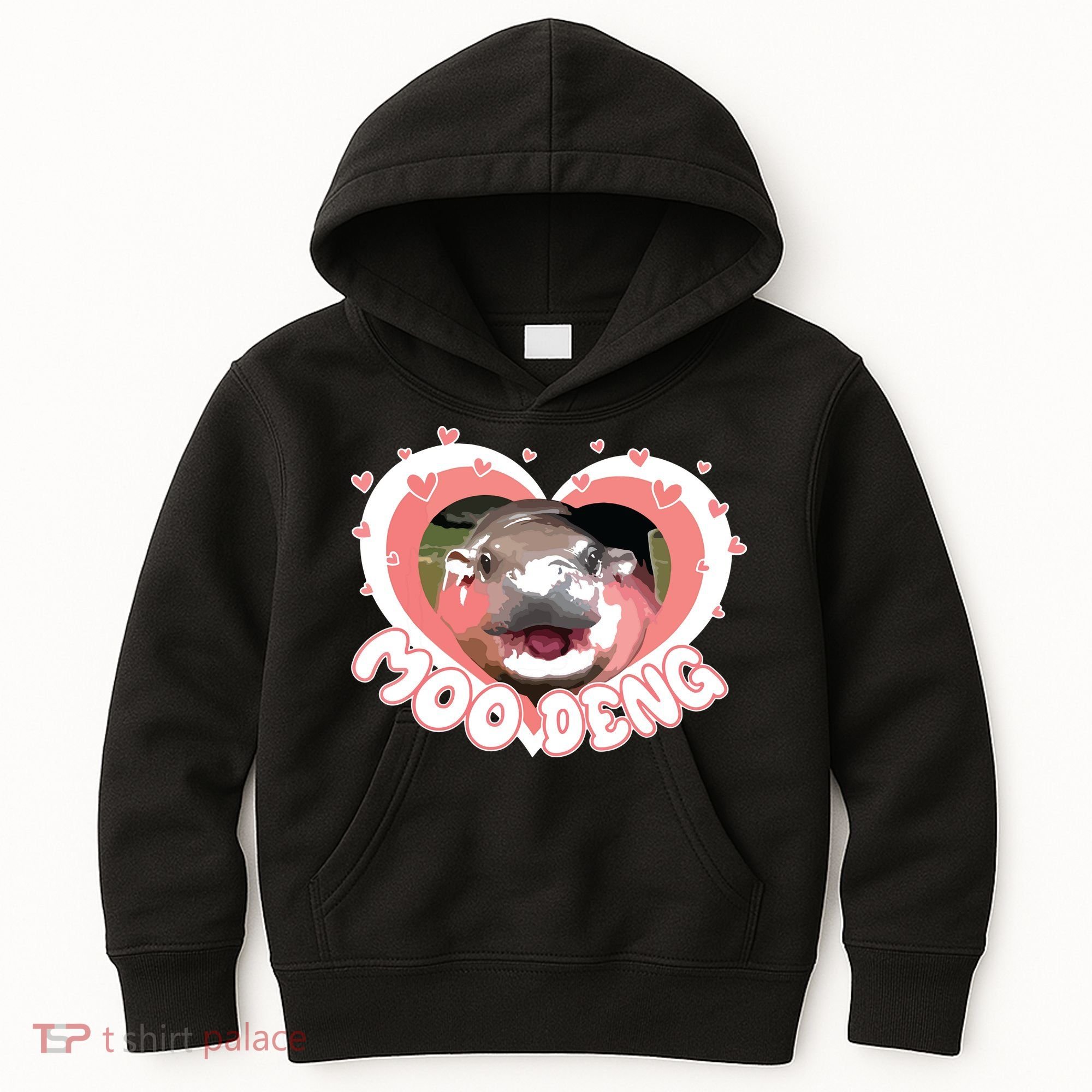 I Love Moo Deng Baby Hippo Moo Deng I Heart Moo Deng Kids Hoodie