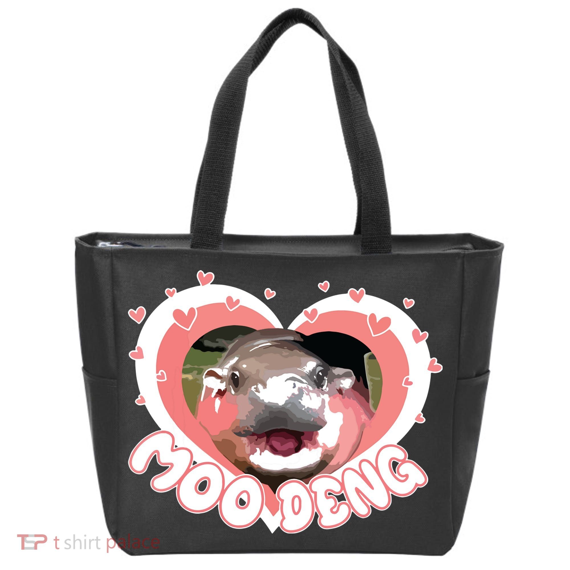 I Love Moo Deng Baby Hippo Moo Deng I Heart Moo Deng Tote Bag