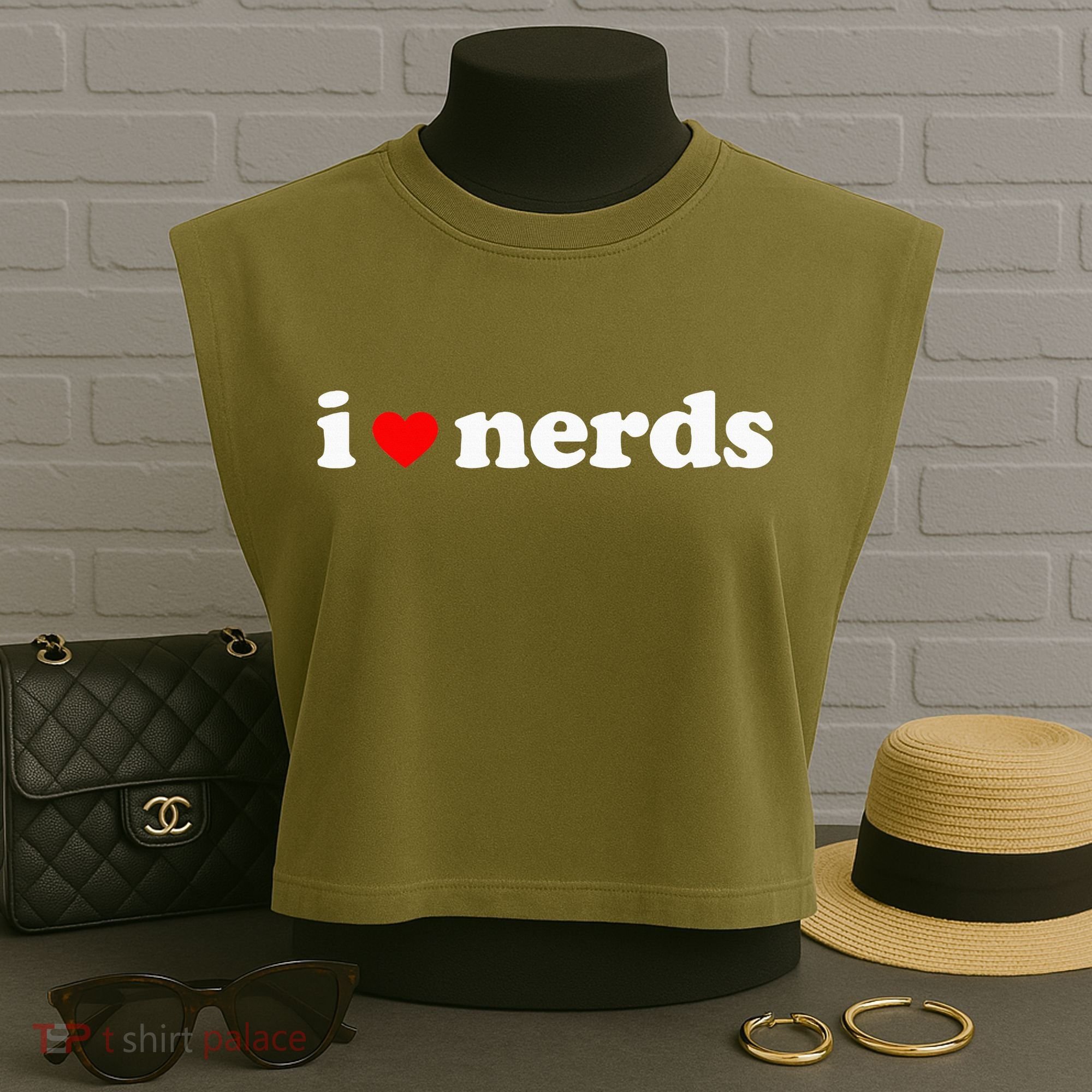 I Love Nerds Garment-Dyed Women's Muscle Tee