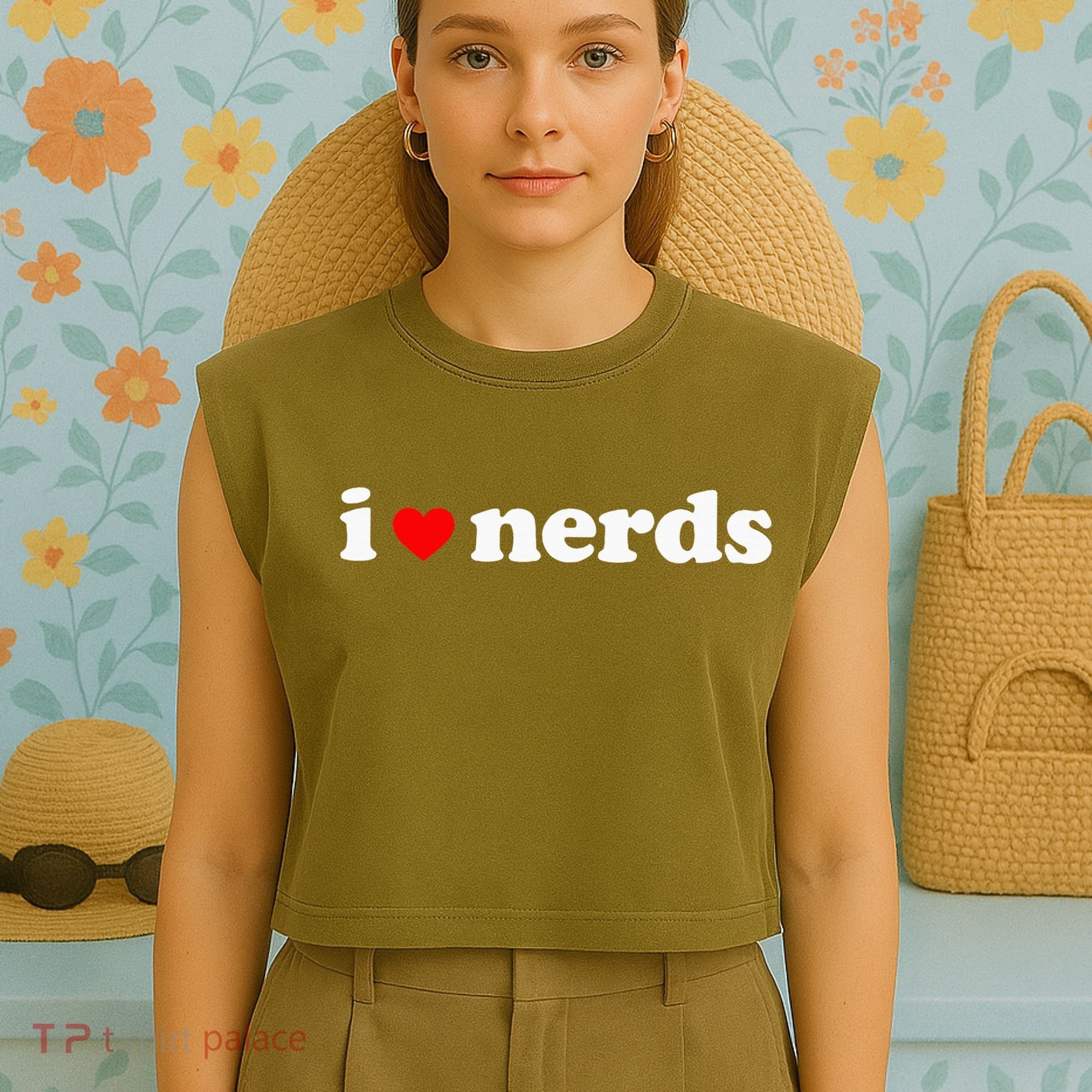 I Love Nerds Garment-Dyed Women's Muscle Tee