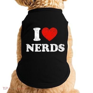 I Love Nerds Outfit Distressed I Heart Nerds Doggie Tank