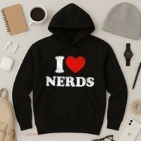 I Love Nerds Outfit Distressed I Heart Nerds Hoodie thumb 3